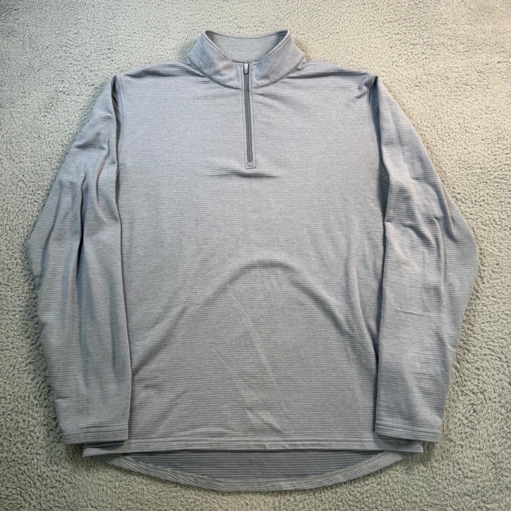 Peter Millar Mens 1/4 Zip Pullover Light Blue Grey Striped Golf Shirt Size M